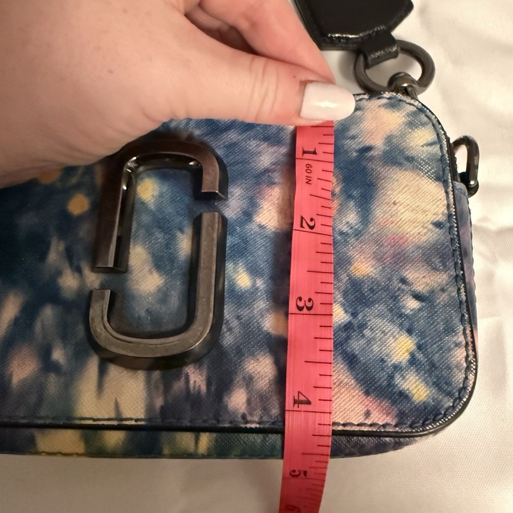 Marc Jacobs Snapshot Crossbody Bag Purse Watercolor Camera Shoulder Tie Dye Blue - Picture 14 of 16